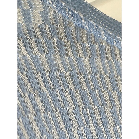 Anna Grace Oversized Knit Sweater Blue White Medium Layered Casual Fall - Picture 12 of 13